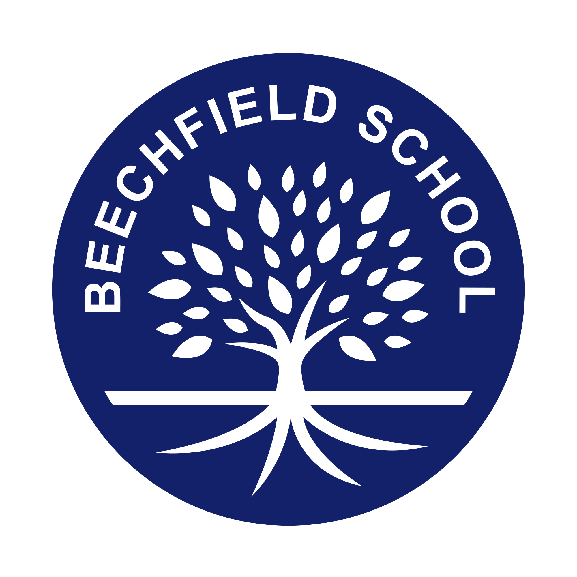 Beechfield School logo of a stylized blue tree